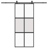 Cumpara ieftin Usa glisanta cu set feronerie neagra 90x205cm sticla securizata
