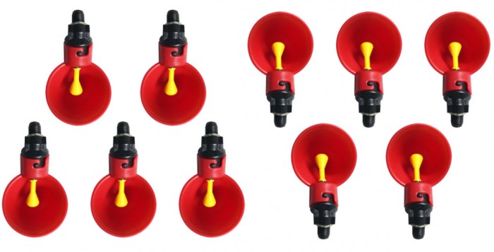 Set 10 dozatoare adapatoare apa pentru pasari, Plastic, Automat, Rosu, MyStyle&reg;