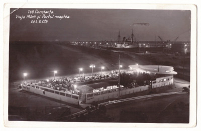 5064 - CONSTANTA, Restaurant, Harbor - old postcard, real PHOTO - unused foto