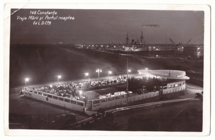 5064 - CONSTANTA, Restaurant, Harbor - old postcard, real PHOTO - unused
