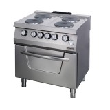 Masina Gatit Electrica Profesionala 4 Plite Rotunde+Cuptor 80x70cm Inox OZTI GN 2/1 Termostat 400V