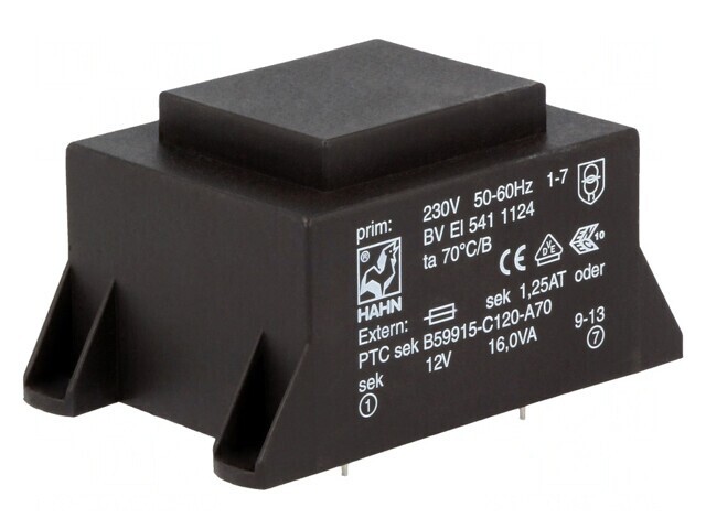 Transformator &icirc;ncapsulat 16VA 230VAC 12V PCB
