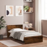 VidaXL Cadru de pat cu tăblie stejar fumuriu 100x200 cm lemn prelucrat