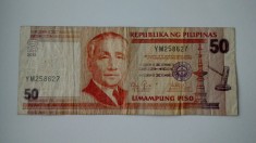 BANCNOTA FILIPINE 50 PISO 2012 foto