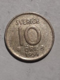 10 &ouml;re 1954 argint Suedia, Europa