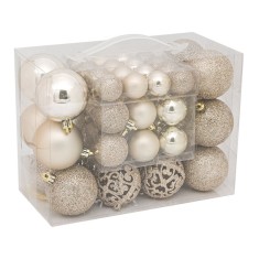 Set 50 de globuri pentru brad, dimensiuni asortate, Argintiu
