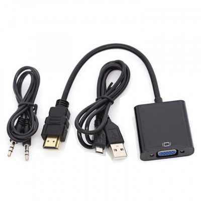 Cablu convertor HDMI (tata) - VGA (mama) cu audio, alimentare micro USB, HOPE R foto