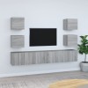 VidaXL Set comode TV, 7 piese, gri sonoma, lemn compozit