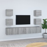 vidaXL Set comode TV, 7 piese, gri sonoma, lemn compozit