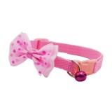 Zgarda ajustabila cu fundita pentru caini si pisici, 22-33cm/10mm, Roz Deschis, Ropet