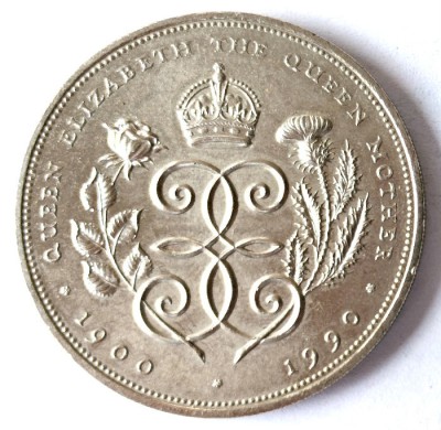 ANGLIA MAREA BRITANIE 5 LIRE POUNDS 1900 1990 ELIZABETH THE QUEEN MOTHER AUNC foto