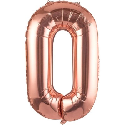 Balon folie metalizata litera o, flippy, 100 cm, umflati cu heliu sau aer, ambalaj individual, pai inclus, rose gold foto