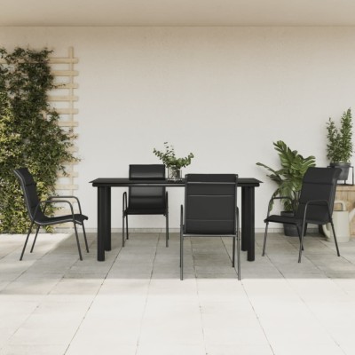 vidaXL Set mobilier de grădină, 5 piese, negru, oțel și textilenă foto