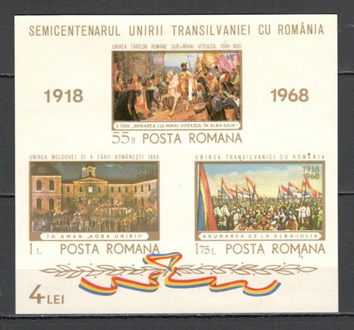 Romania.1968 50 ani Unirea Transilvaniei-Bl. YR.407