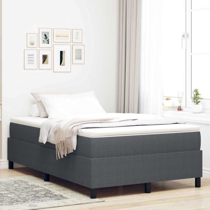 vidaXL Pat cu saltea &ndash; Gri &icirc;nchis, 120 x 200 cm, țesătură corduroy