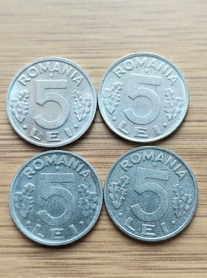 Moneda Romania 5 lei anul 1992,1993,1994,1995 foto