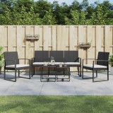 Cumpara ieftin Set mobilier de grădină cu perne, 5 piese, negru, PP ratan