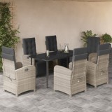 VidaXL Set mobilier de grădină cu perne, 7 piese gri deschis poliratan