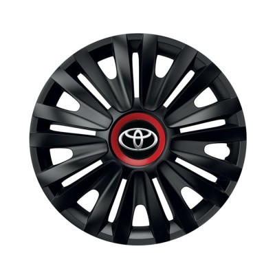 Set 4 capace roti Negre Cu Inel Rosu Royal R14 pentru gama auto Toyota foto