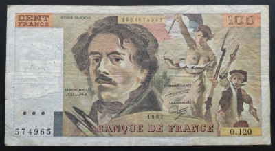 Bancnota 100 FRANCI / FRANCS - FRANTA, anul 1987 * cod 900 foto