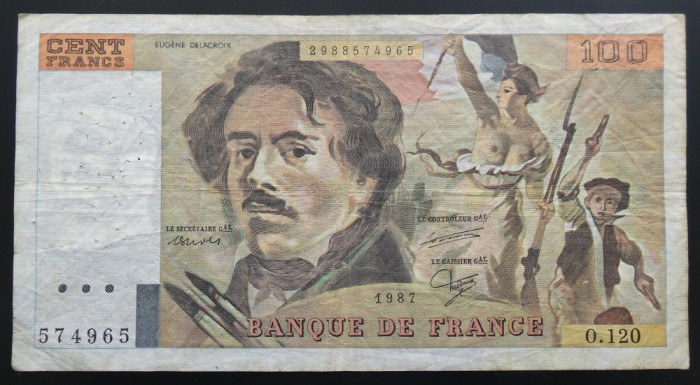 Bancnota 100 FRANCI / FRANCS - FRANTA, anul 1987 * cod 900