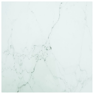 vidaXL Blat masă alb 70x70 cm 6 mm sticlă securizată design marmură 322256 foto