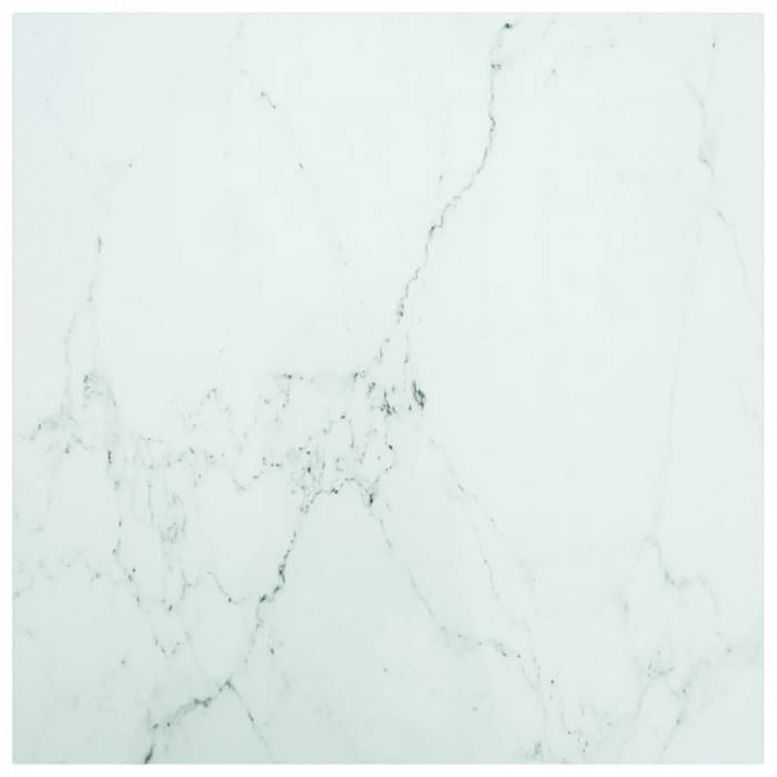 vidaXL Blat masă alb 70x70 cm 6 mm sticlă securizată design marmură 322256