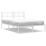 Cumpara ieftin Cadru de pat metalic cu tablie, alb, 140x200 cm