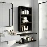 vidaXL Dulap de perete pentru baie Stejar Negru 30 x 10 x 50 cm 889312