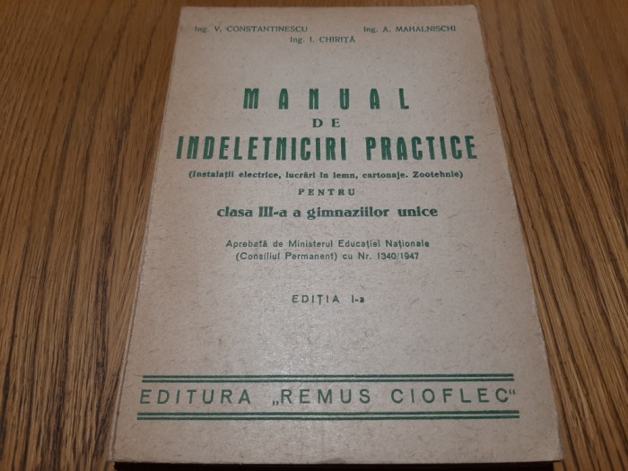 MANUAL DE INDELETNICIRI PRACTICE (Zootehnie,..) - I. Chirita -1947, 223 p.