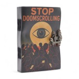 Agenda Jurnal din piele naturala cu inchidere metalica - Stop Doomscrolling
