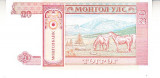 M1 - Bancnota foarte veche - Mongolia - 20 tugrik - 1993