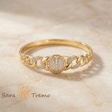 Cumpara ieftin Bratara Imperatrice Royale , Bratara fixa placata cu aur 14K model lant cu zirconia