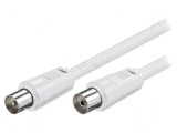 Cablu coaxial 2,5m 9,5mm alb 75&Omega; cu priză și mufă, Goobay
