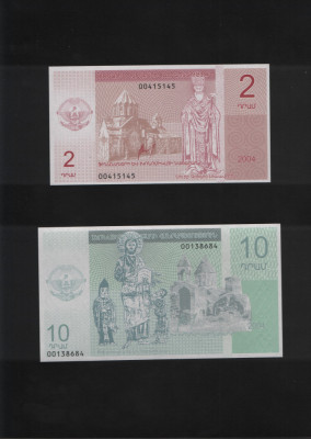 Set Nagorno Karabah (Armenia/Azerbaijan) 2 + 10 dram 2004 unc foto