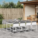 VidaXL Set mobilier de grădină, 9 piese, cu perne, alb, textilenă
