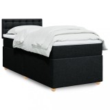 VidaXL Pat cu arcuri cu saltea, negru, de o persoană, textil