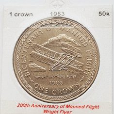 1904 Insula Man 1 crown 1983 Elizabeth II (Wright Flyer) km 104