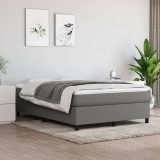 vidaXL Pat box spring cu saltea, gri &icirc;nchis, 140x200 cm, textil