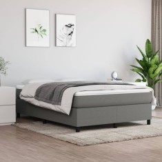 vidaXL Cadru de pat fără saltea, gri &icirc;nchis, 140x190 cm, textil