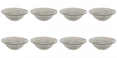 Set boluri, 8 piese, 1.65 L, Portelan, Negru foto
