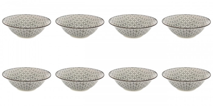 Set boluri, 8 piese, 1.65 L, Portelan, Negru