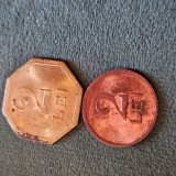 Romania lot 2 jetoane 2 lei diferite