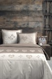 Cumpara ieftin Lenjerie Modane Pat Dublu King Size, 3 Piese, Cearsaf Pilota 260x240cm, 2 Fete De Perna 63&times;63cm, Culoare Natural, 100% Bumbac Oeko Tex