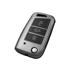 Husa Cheie Auto Briceag VW Golf 7, 3 Butoane, Tpu, Gri Inchis