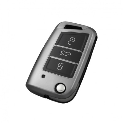 Husa Cheie Auto Briceag VW Golf 7, 3 Butoane, Tpu, Gri Inchis AutoProtect KeyCars foto