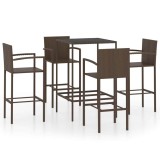 Cumpara ieftin Set mobilier bar de gradina, 5 piese, maro, poliratan