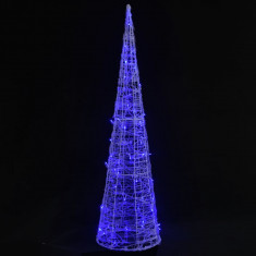 Piramidă decorativă con de lumini cu LED albastru 90 cm acril