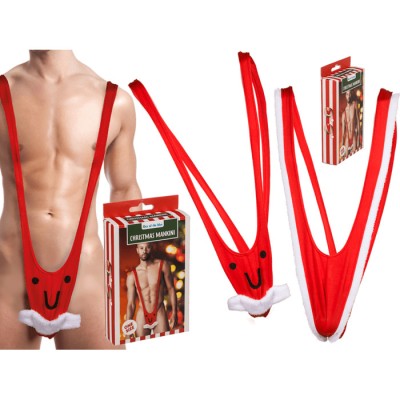 Lenjerie sexy pentru barbati, Christmas Mankini, One Size, Rosu foto