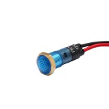 Indicator LED de panou din plastic, 8mm, 2 fire 20cm, albastru, 12-24V DC, IP55, FL1P-08NW-1-BLUE
